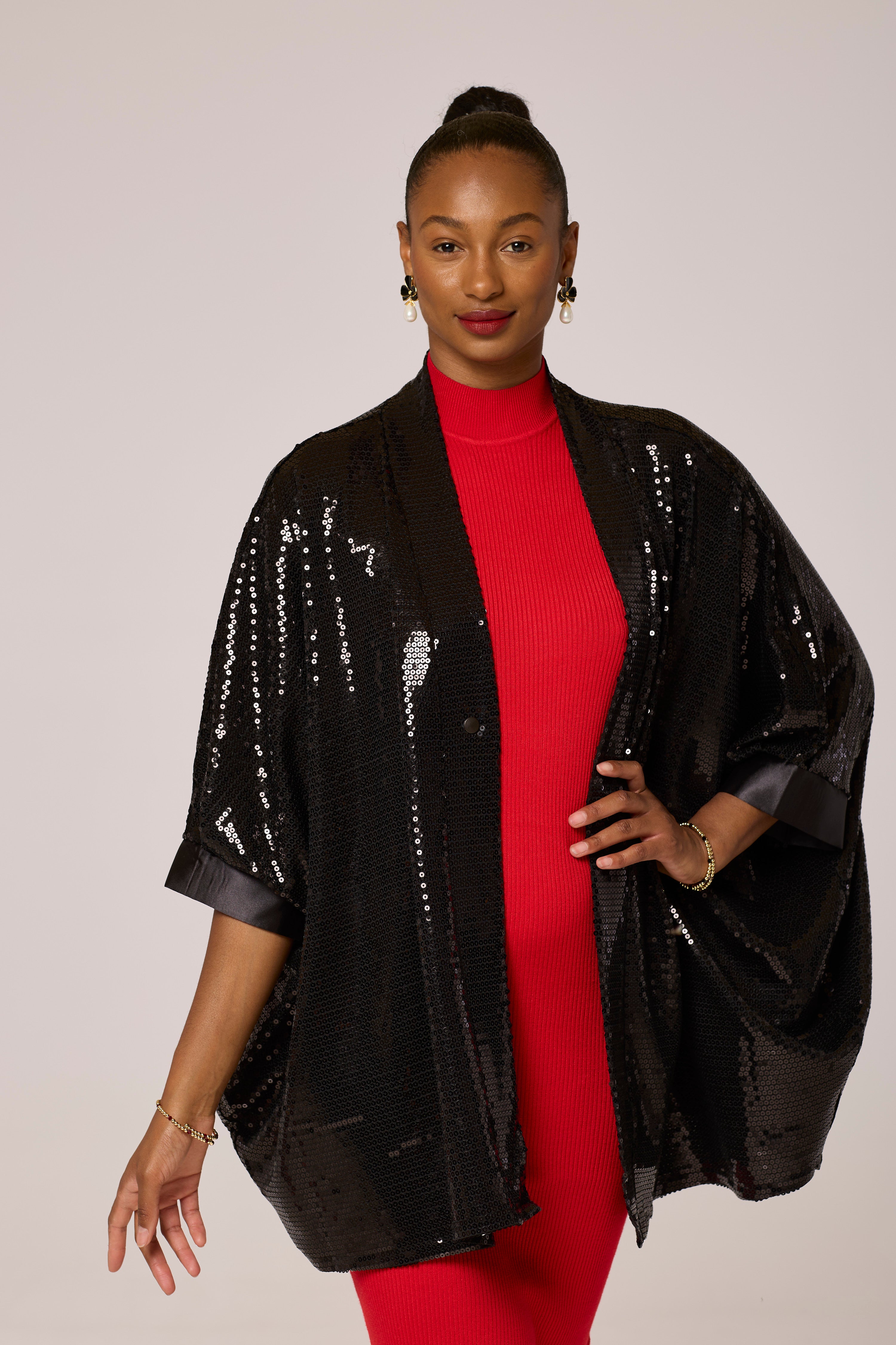 Midnight Sparkle Sequinned Kimono