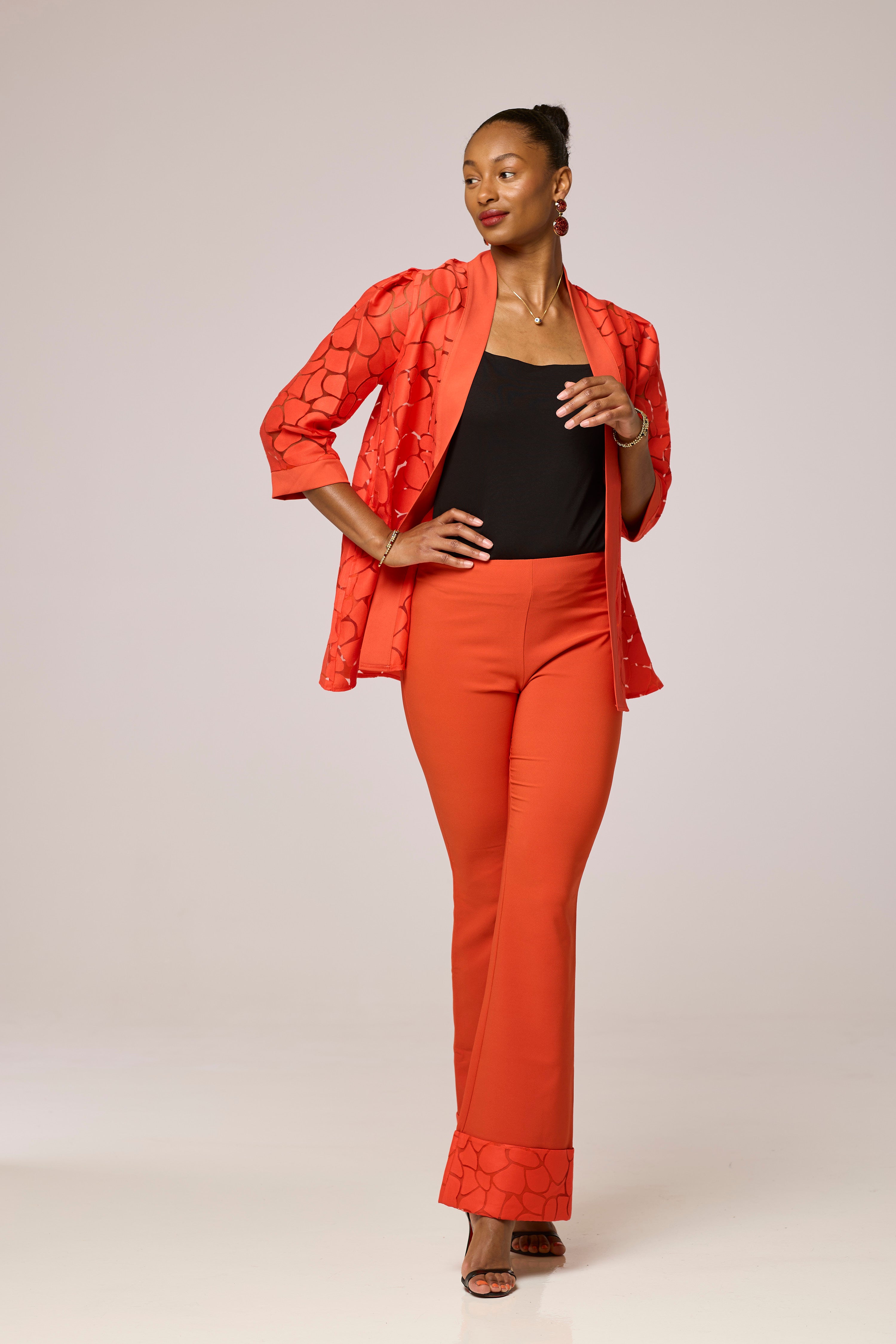 Doxa Red Two Piece Kimono Jacket and Trousers