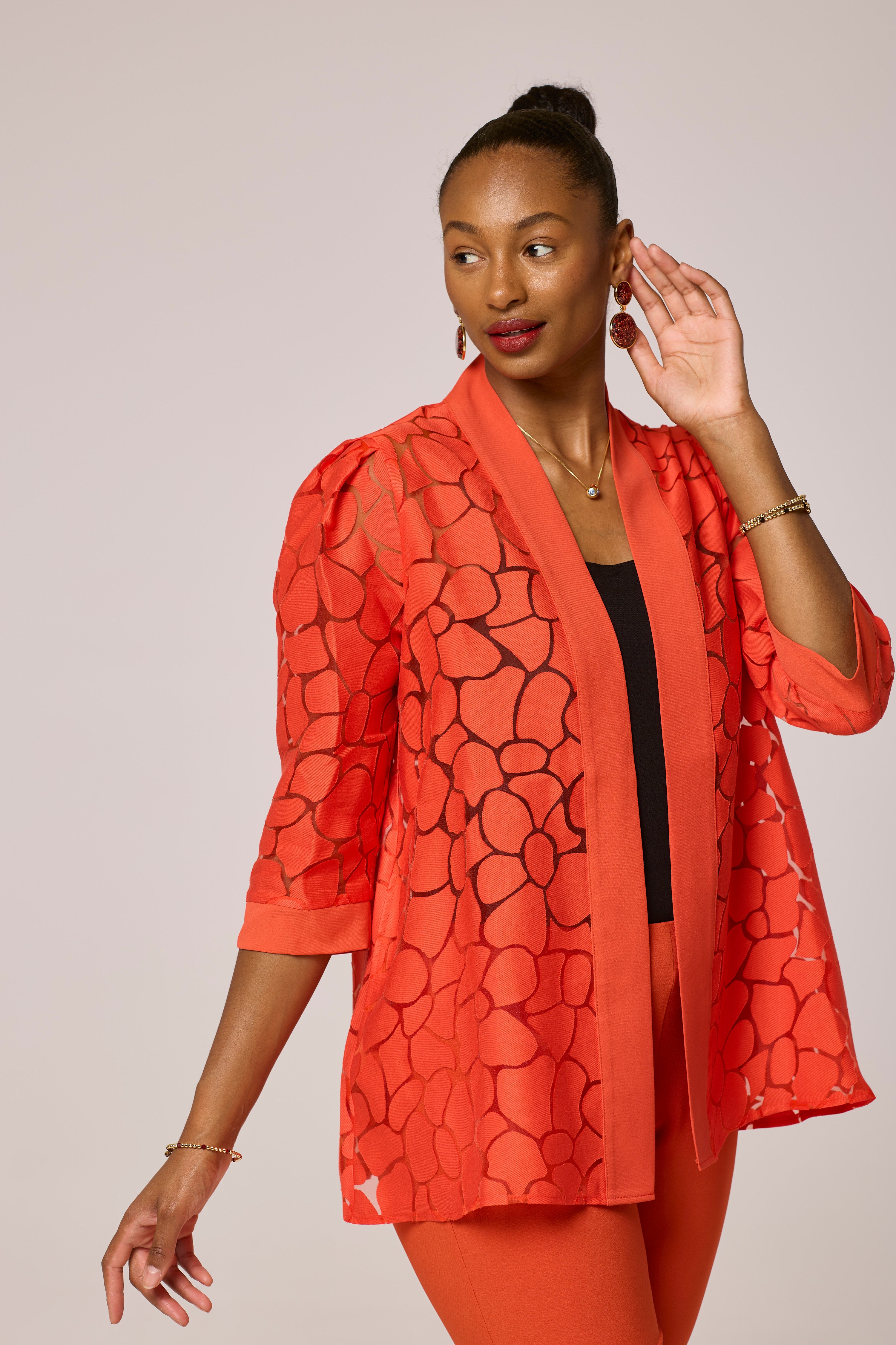 Doxa Red Two Piece Kimono Jacket and Trousers