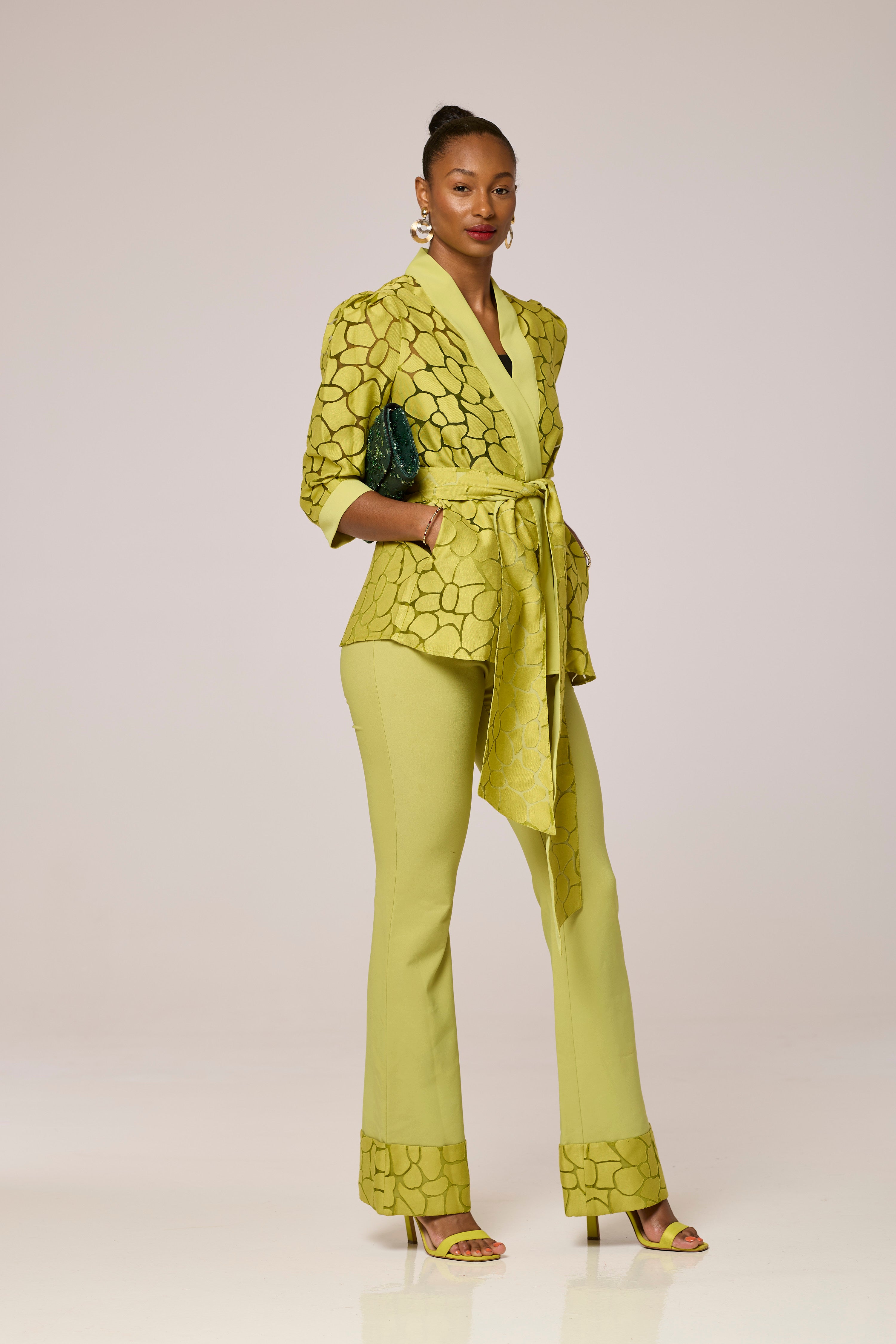 Doxa Green Two Piece  Kimono Jacket and Trousers