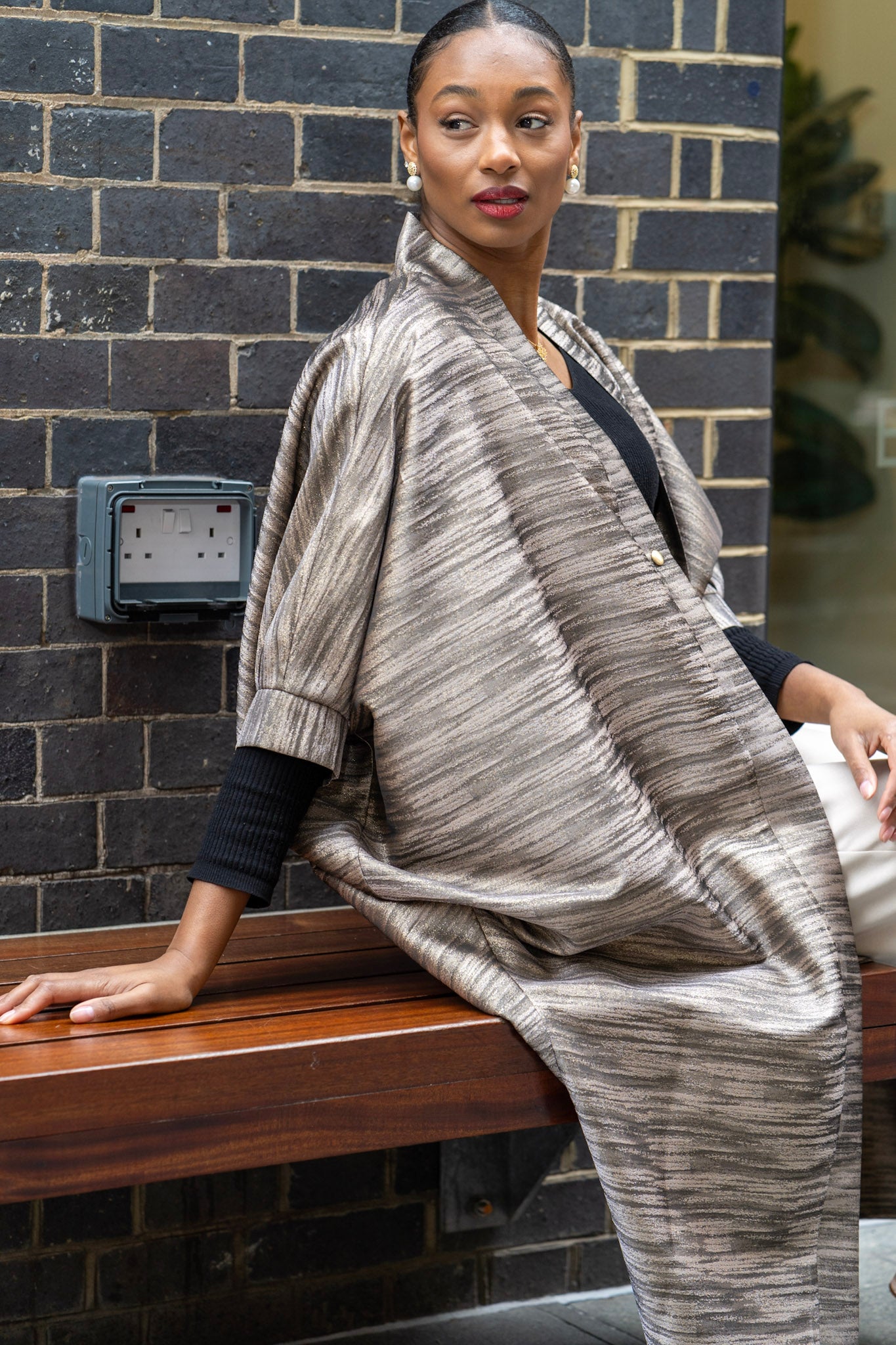 Champagne Sand Storm Midi Kimono.